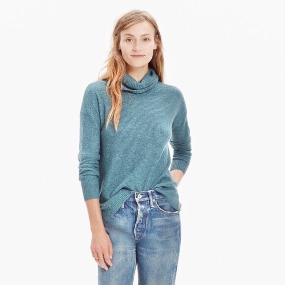 Madewell | ribbed turtleneck sweater alpaca teal